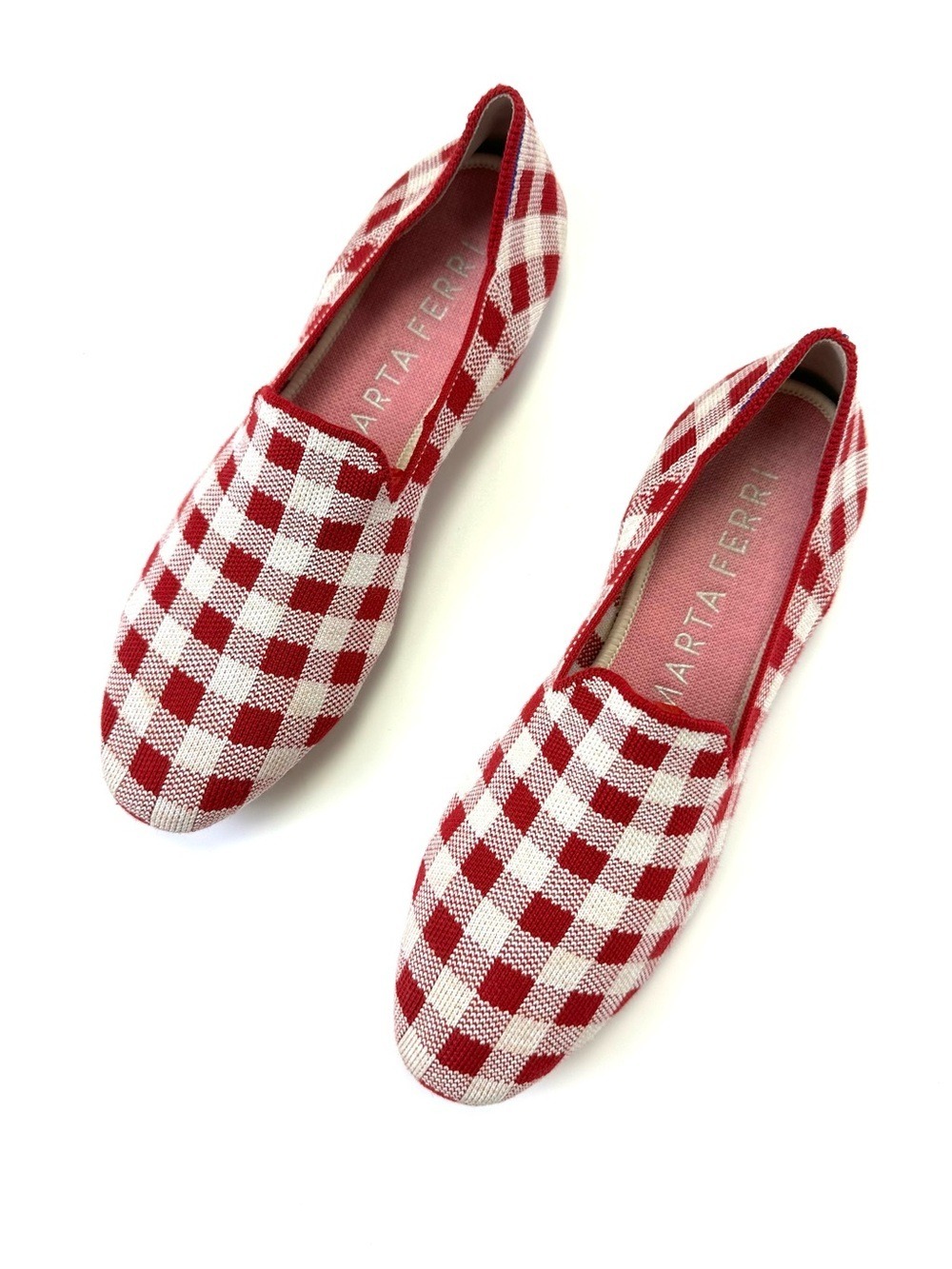 Rothy’s x Marta Ferri Red White Gingham Merino Square Loafers Size 10 Rare